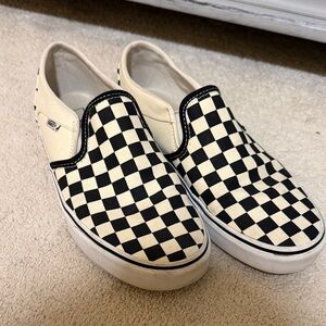 Vans Kids Slip-On Checkerboard Sneakers - Black & White